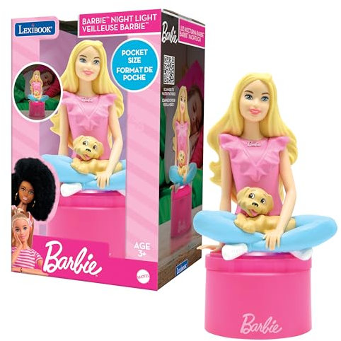 LEXIBOOK, Barbie, LED Pocket Nightlight for children's bedroom, soft light, battery-operated, Pink, NLJ01BB