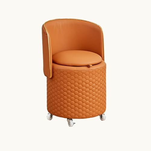 Sgabello da vanità con schienale pieghevole con contenitore, sgabello rotondo con schienale, pouf con ruote, sedia da toeletta con contenitore, piccola sedia girevole per soggiorno e camera da letto.