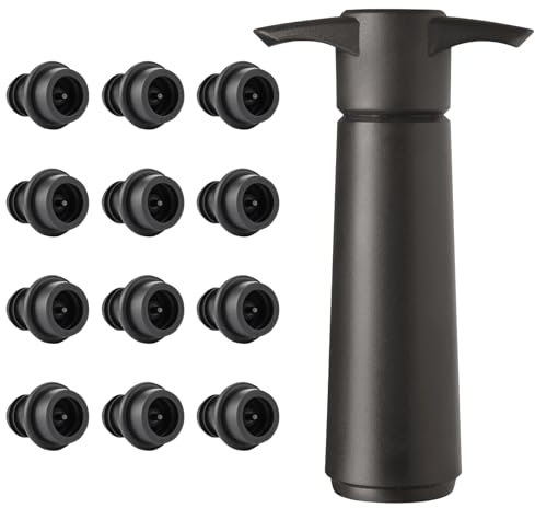 Zouboto Wine Saver Vacuum Pump,1 Pump 12 Stoppers,Wine Stopper, Wine Preserver, Reusable Bottle Sealer Keeps Wine Fresh, Ideal Wine Accessories Gift