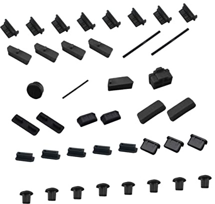 SECFOU USB Staubschutz Stecker für Computer Schnittstellen 40 Stück Silikon | Schwarz, Schützt Anschlüsse vor Fremdkörpern, Leicht zu Reinigen, Wiederverwendbar für Selbstgemacht Rechner Zufälliger Stil