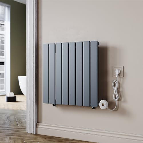 SUNXURY Scaldasalviette elettrico a pannello, 600 x 604 mm, con termostati programmabili per scaldasalviette elettrico con funzione timer e regolatore di temperatura