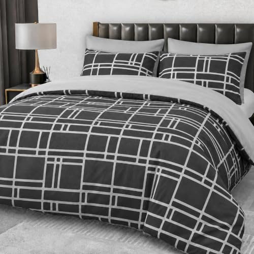 Pamposh Double Duvet Set - Premium Brushed Microfiber Reversible Double Duvet Cover - Hypoallergenic Bedding Sets 3 Pcs - Ultrasoft Quilt Cover Set with Zipper Closure