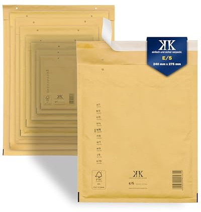 KK Verpackungen 100x Luftpolster-Versandtaschen E5 E/5 240 x 275 mm (Außenmaß) in Braun | Luftpolsterumschläge Luftpolstertaschen selbstklebend