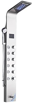 Set rubinetto doccia, Pannello doccia for bagno a LED 6 modalità Colonna doccia LCD intelligente Sistemi for vasca da bagno con cascata a pioggia in oro rosa con miscelatore a getto massaggiante(Brush