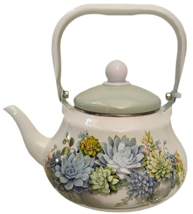 DimyFew Emaillierter Teekessel, Wasserkocher für Herd, Blumen-Emaille-Topf für Zuhause, Restaurant