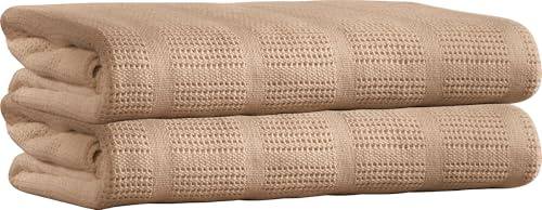 Erwin Müller Sommerdecke, leichte Baumwolldecke, Häkeldecke 2er-Pack Trient beige Größe 130x160 cm - luftig leicht, weiche Qualität, pflegeleicht