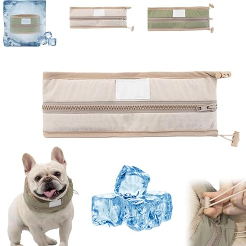 Dog Cooling Collar, 2025 New Dog Cooling Bandana, Coolings Bandana for Dogs, Coolings Collar for Dogs, Ajustable Summer Pet Neck Collar Neckerchief with Zipper and Adjustable Rope (A, M)