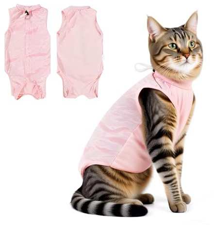 HMCEY Body Post Operatorio Gatto,Tutina Operatoria Gatto,Vestito Chirurgico Gatti,Recovery Gatti Non Leccarsi,Tuta Medica Da Recupero Traspirante,Cat Clothes per Ferite Malattie Della Pelle - S