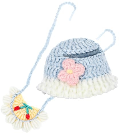 GARIOUANS Cappello e Bavaglino Uncinetto per Bambole Accessori Leggeri per Casa delle Bambole e Foto