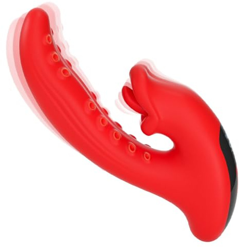 JFRong Oktopus Dildo Zunge Vibrator mit 10 Vibrationsmodi & 5 Bissmodi für Sie Leise Bohrmaschiene G-Punkt Klitoris stimulator Analvibrator Masturbator Diloschwanz Sexmaschine Erotik Sex Toyset Solo