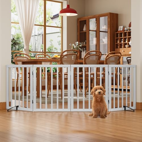 Morwdxef Hundegitter für den Innenbereich 60 cm hoch freistehend Treppengitter für Hunde 4-teilig faltbar Haustiergitter für Innen, Treppen, Türen und Flure