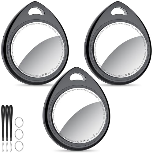 QCOQ® Air Tags 3er Pack 2026, Schlüsselfinder & Tracker Tagg, Key Finder Kompatibel mit Apple „Wo ist?“ App (nur iOS), Bluetooth Finder mit Schlüsselband, Auto- & Koffer-Tracker, Austauschbarer Akku