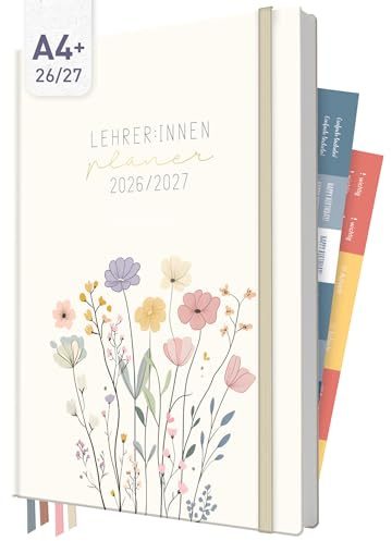 Häfft® Lehrer-Planer Maxi 2026/2027 im A4+ Format Flower Joy