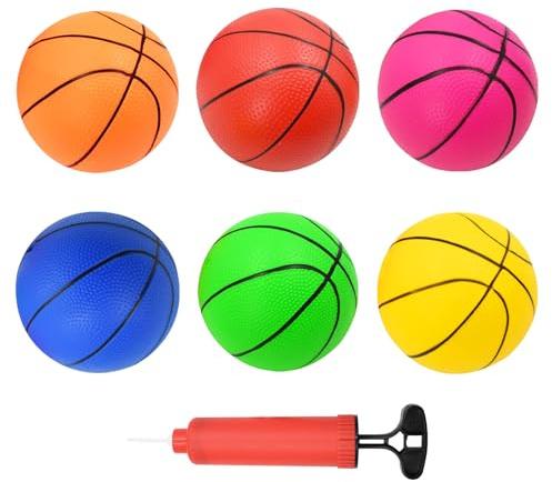 AolKee 6 stycken minibasket, hållbar PVC, diameter 15 cm (5.90 tum) barnbasket med pump för inomhus och utomhus lek poolfester (6)