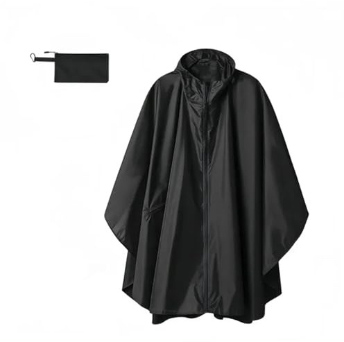 Dam Regnrock Vorhang-3-in-1 Umhang-Regenmantel med ryggsäck, taktisk Outdoor-Mantel Kapuze for Bergsteigen(Black)