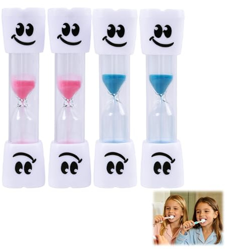 Lot de 4 sabliers 2 Minutes sablier 3 Minutes pour brossage des Dents Enfants, minuteur Sable Rose et Bleu, sablier éducatif pour Apprentissage du Temps, Jeux, Lecture et routines Quotidiennes