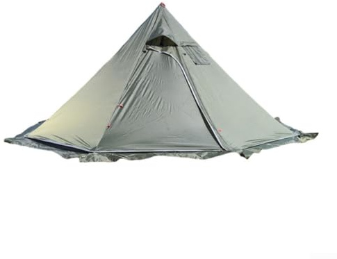 Comgooldool Tienda de campaña piramidal grande con puerto de chimenea para estufa de leña, tienda de campaña ligera de tela 210T con marco de aluminio, impermeable para campamento Ing refugio para
