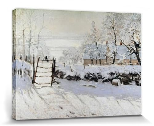 1art1 Claude Monet Poster Die Elster, 1868-69 Bilder Leinwand-Bild Auf Keilrahmen | XXL-Wandbild Poster Kunstdruck Als Leinwandbild 80x60 cm