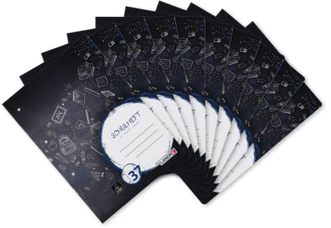 Landré Schulheft A4, 16 Blatt, Lineatur 37, liniert mit Rand, gelocht, 10 Stück