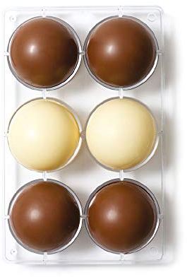 Decora 0050087 Stampo Professionale Cioccolatino Mezza Sfera, In Policarbonato, 6 Cavità, ø 75 x h 25 mm, Ideale per Realizzare Cioccolatini Lucidi e Croccanti, Design Professionale, Made in Italy