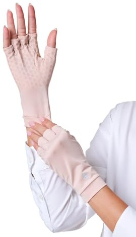 Coolibar Fingerless UV Sun Gloves - UPF 50+ Sun Protection - Ouray in Beige