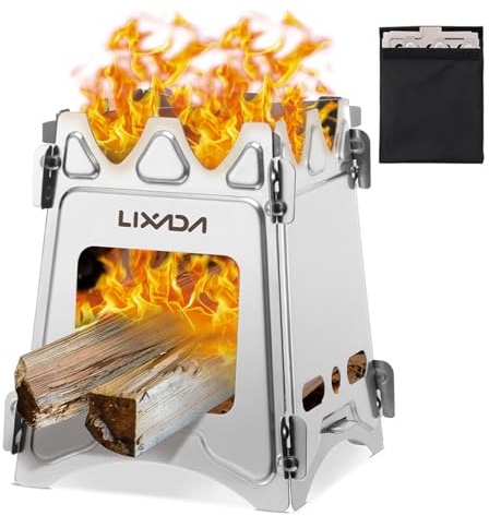 Fornello a legno da campeggio, portatile, pieghevole, in acciaio inossidabile leggero, per cottura all'aperto, per cucinare, grigliare, #1