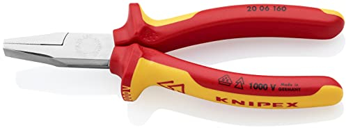 Knipex Flat Nose Pliers chrome-plated, insulated with multi-component grips, VDE-tested 160 mm 20 06 160
