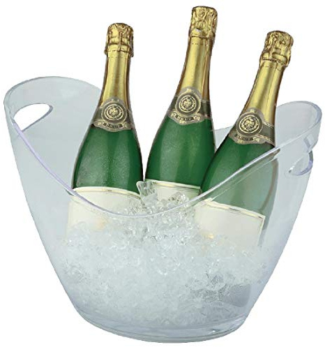 APS 36048 Wein-/Sektkühler, mit 2 seitlichen Eingriffen, 35 x 27 cm, Höhe 25,5 cm, 6 Lister, Kunststoff (PS), glasklar