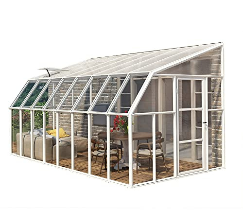Canopia by Palram véranda Tonnelle de Jardin fermée en kit Sunroom 13.1m² . Structure en Aluminium Panneaux Polycarbonate, résistant aux intempéries