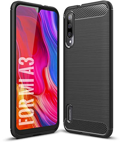 SCL Funda Xiaomi A3 Funda Xiaomi Mi A3 Funda, Exquisite Cubierta Protectora de Fibra de Carbono con Tecnología Antiarañazos y Absorción de Impactos para Xiaomi Mi A3 (Negro)