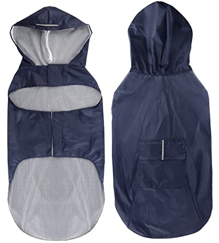Idepet Regenmantel für Hunde mit Kragenloch Wasserdicht Reflektierend Winddicht Poncho Regenjacke mit Kapuze Hunde Regenschutz für kleine mittelgroße und große Hunde