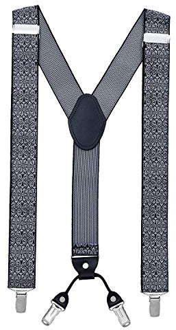MASADA tirantes calidad fabricados a mano, con cierres resistentes y ajustes continuos con anchura de 3,5 cm para tallas de hasta 195 cm Patrones en blanco y negro
