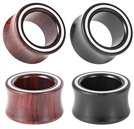 COOEAR 2 Pairs Wood Ear Gauges Eyelet Ear Tunnels Elegant Plugs Seashell Circle style Earrings Stretcher.