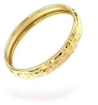 forme di Lucchetta - Gold Ring aus 585er Gelbgold mit Diamantgravur - Vorsteckring ohne Stein Größen 50-62, Schmuck Echtes GoldRing Damen Echtgold - Hochwertiges Juwel hergestellt in Italien