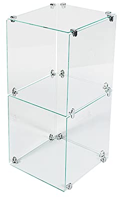 Glassteckvitrine Glasregal „Mini“ m. Rückwand Vitrine 2 Fächer Glasplatten 30x30cm o. 40x40cm normales Glas Verkaufsvitrine Ausstellungsvitrine Messevitrine Verkaufsregal Selbstbauvitrine