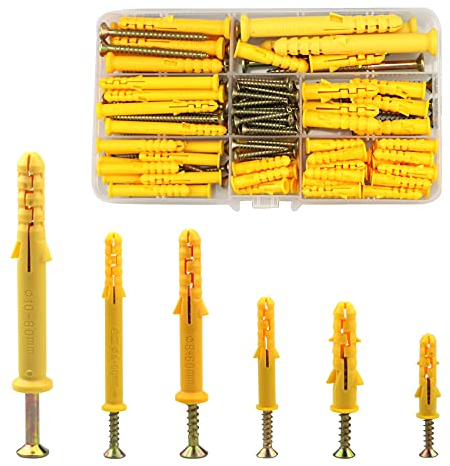 150 Stück Dübel schrauben für Ziegel Set, Dübel Mauerwerk Sortiment (M6/M8/M10), Schrauben klassifizierungssätze, zur Befestigung von Bilderrahmen, Steckdosen, Trennwänden, Haken usw(30/40/60/80mm)