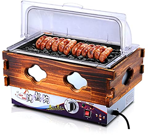 MNSRRN Petite Machine à Chaud électrique de Style Japonais, Chauffe-Chiens Chauds sans fumée de Pierre 2-7 Machine à Hot Dog Automobile en Acier Inoxydable,with Cover,Large
