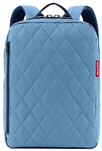 reisenthel classic backpack M rhombus blue - durchdachter Rucksack, modernes Design mit Netzrücken - rechteckiger Boden für Stabilität