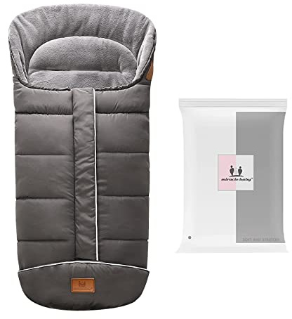 Boseago Chancelière Poussette Universelle, Sac de Couchage Bébé Hiver Chaud, Confortable, Lavable, Imperméable, Anti-vent, Couverture Emmaillotage Bébé pour Poussette, Landaus, Lits Bébé (Gris)