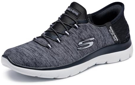 Skechers Mujer Summits Dazzling Haze Slip-In Entrenador, Black Mesh/White Trim, 38.5 EU