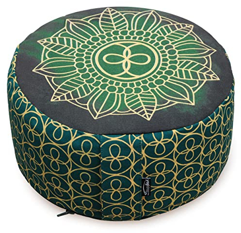 Yogishop Meditationskissen - Rund - Cosmic Flow - Organic Cotton - Ø 30Cm X 15Cm Dunkel Grün