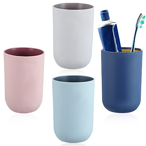 Alipis 4 Bicchieri per Spazzolini da Denti Porta Dentifricio Portaspazzolino in Plastica Divertenti Bicchieri Accessori da Bagno per Bambini in Famiglia