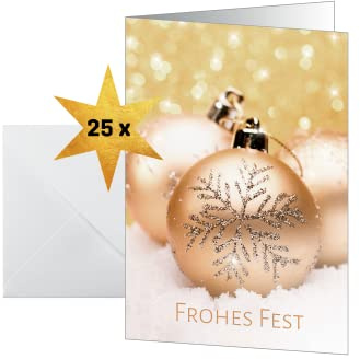 Sigel Weihnachtskarten Christmas Joy A6 25 Stück | DS091, Mit Umschlägen und bedruckbarer Oberfläche für Weihnachtsgrüße