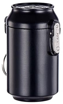 Lot de 2 cendriers de poche en métal avec couvercle pour les déplacements - Petit cendrier de poche portable - Anti-odeurs - Avec porte-clés - Pour le camping et le bureau - Noir