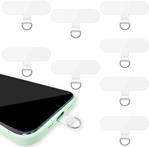 Phone Tether Tab, 8 Pieces Universal Phone Lanyard Patch Without Adhesive,Phone Lanyard Replacement Part for Cell Phone Strap(Transparent)