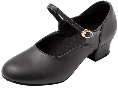 Asyusyu Scarpe da ballo cubane con tacco basso da donna scarpe da ballo, Nero , 39 EU