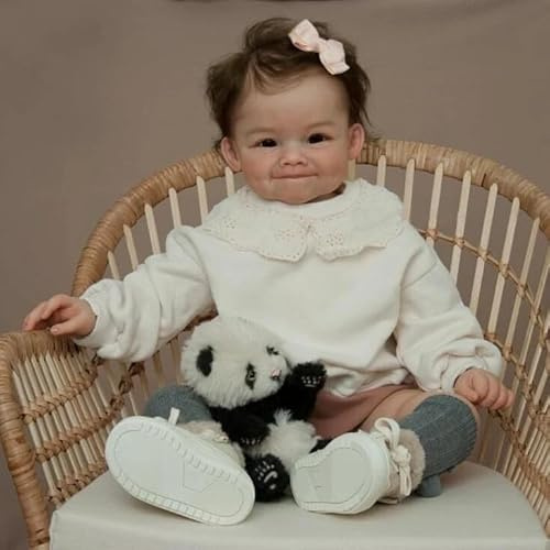 Enjoy with Love Neue 24inch Raya Reborn Kleinkind Mädchen Weiche Tuch Körper Wurzelhaar Hochwertige Hand gemalte Puppe 3D (Brown Eyes)
