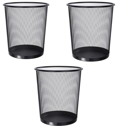 Jonzzy 3 Papeleras Oficina Negra Metálica - 28 X 26,5 X 22 cm - Papelera Escritorio Para Oficina O Casa De Rejilla De Metal, Papelera Negra Para Mesa De Trabajo - 13 L De Capacidad
