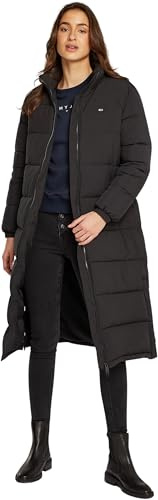 Tommy Jeans Abrigo de Plumas Mujer Maxi Essential Puffer Hasta Las Rodillas, Negro (Black), XXS