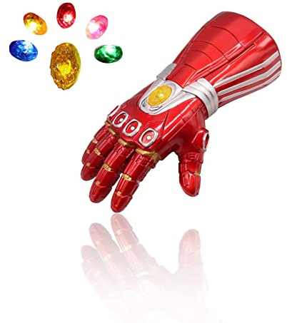SINSEN Thanos Handschuhe für Kinder und Erwachsene mit LED Leuchten Rechte Hand Infinity Steine PVC Handschuh Thanos Handschuhe Halloween Cosplay Kostüm Party Requisiten